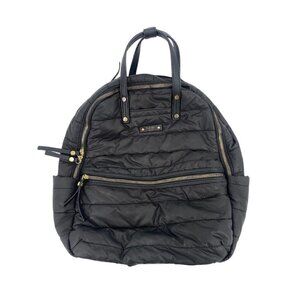 Tutilo Travel Backpack Black w/ Gold Soft Quilted Luggage Trolley Sleeve Pockets